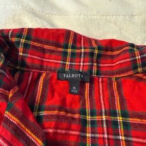 Talbots Vibrant Red Plaid Cotton PJ set